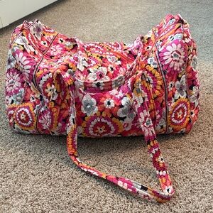 Quilted Floral Large Pink Travel Duffel Bag